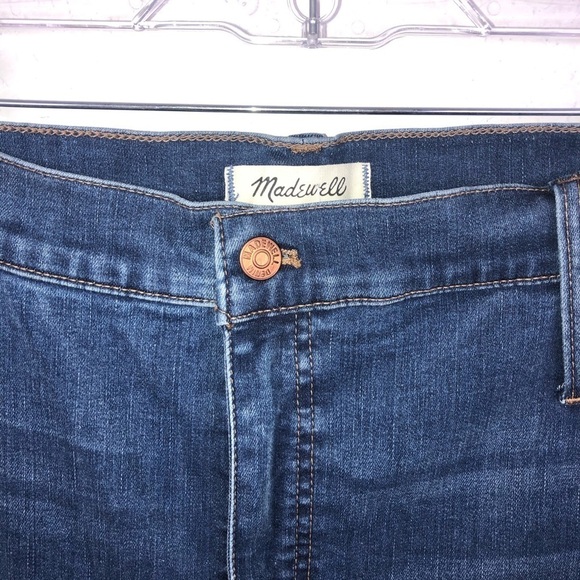 Madewell Jeans Women size 37 W Cali Demi Boot blue high rise Crop raw hem D - Picture 4 of 9